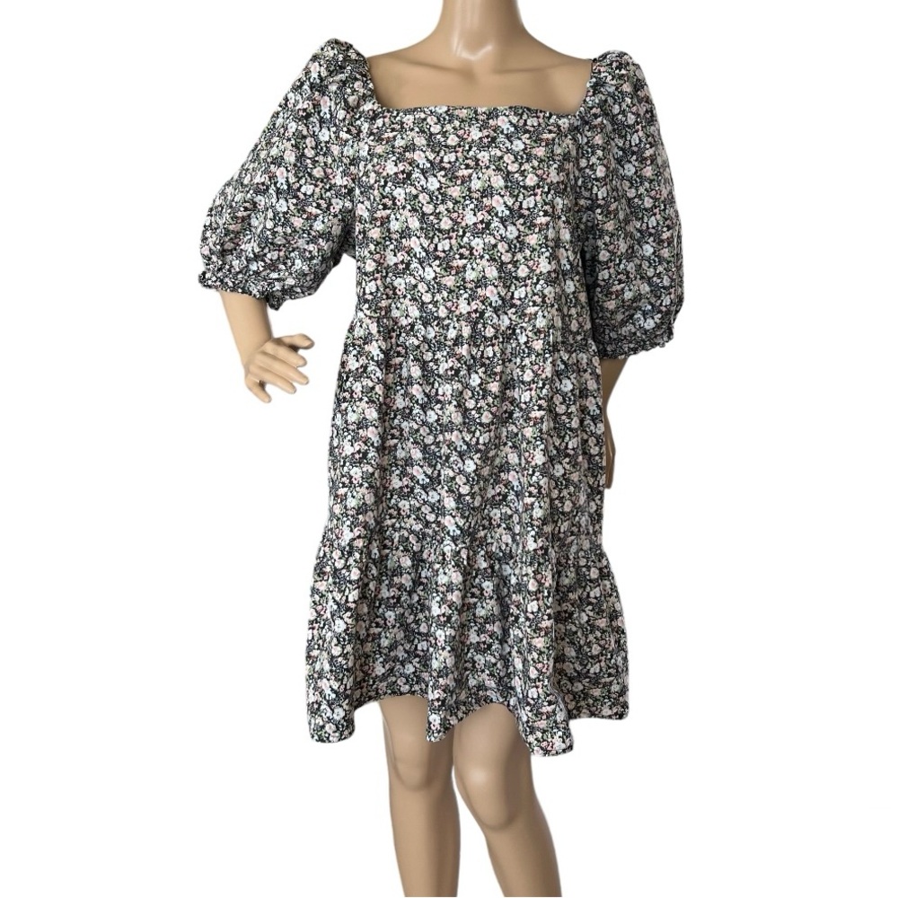 Levis Floral Puff Sleeve Square Neck Cotton Dress